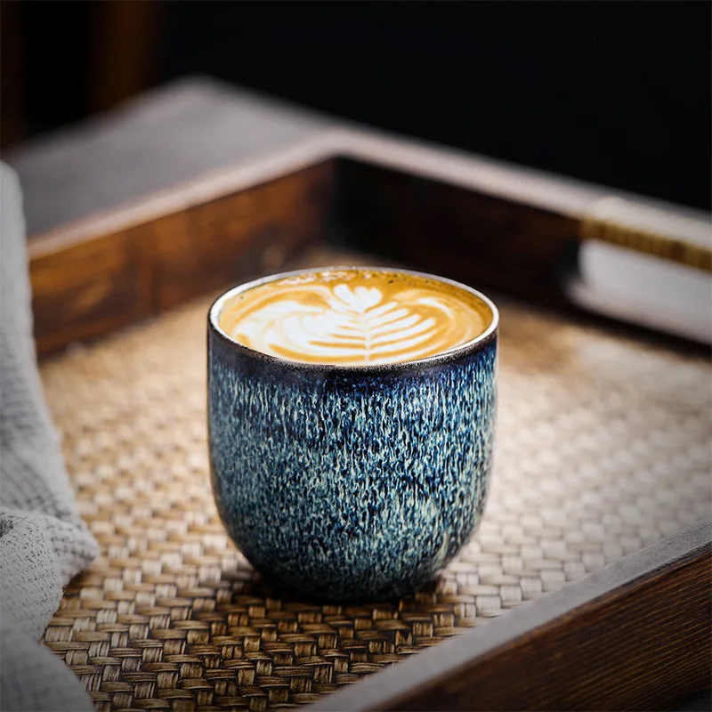 

Retro Ceramic Kiln-changing Coffee Cup Iron Glaze Japanese Tea Cup Chinese Kung Fu Teacup Arab Coffee Mug Latte Cup Espresso Cup