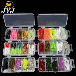 JYJ-señuelo de sílice suave para pesca, cebo de gusano con cola en T, isca, gusano artificial, paquete de 30 unidades, 4cm, 5cm, 6cm, 50 unidades