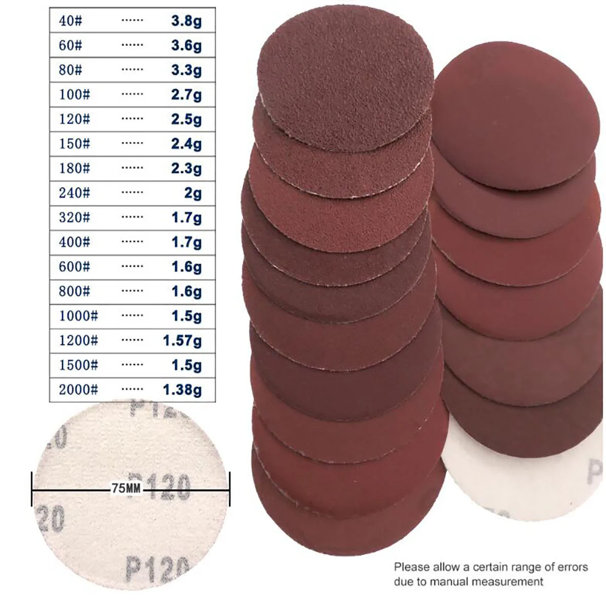 10/20/50 Buah 3 "75Mm Hook & Loop Pengamplasan Disc Merah Aluminium Oksida Kering Amplas 40-1000 Grit untuk Kayu Logam Poles Penggilingan