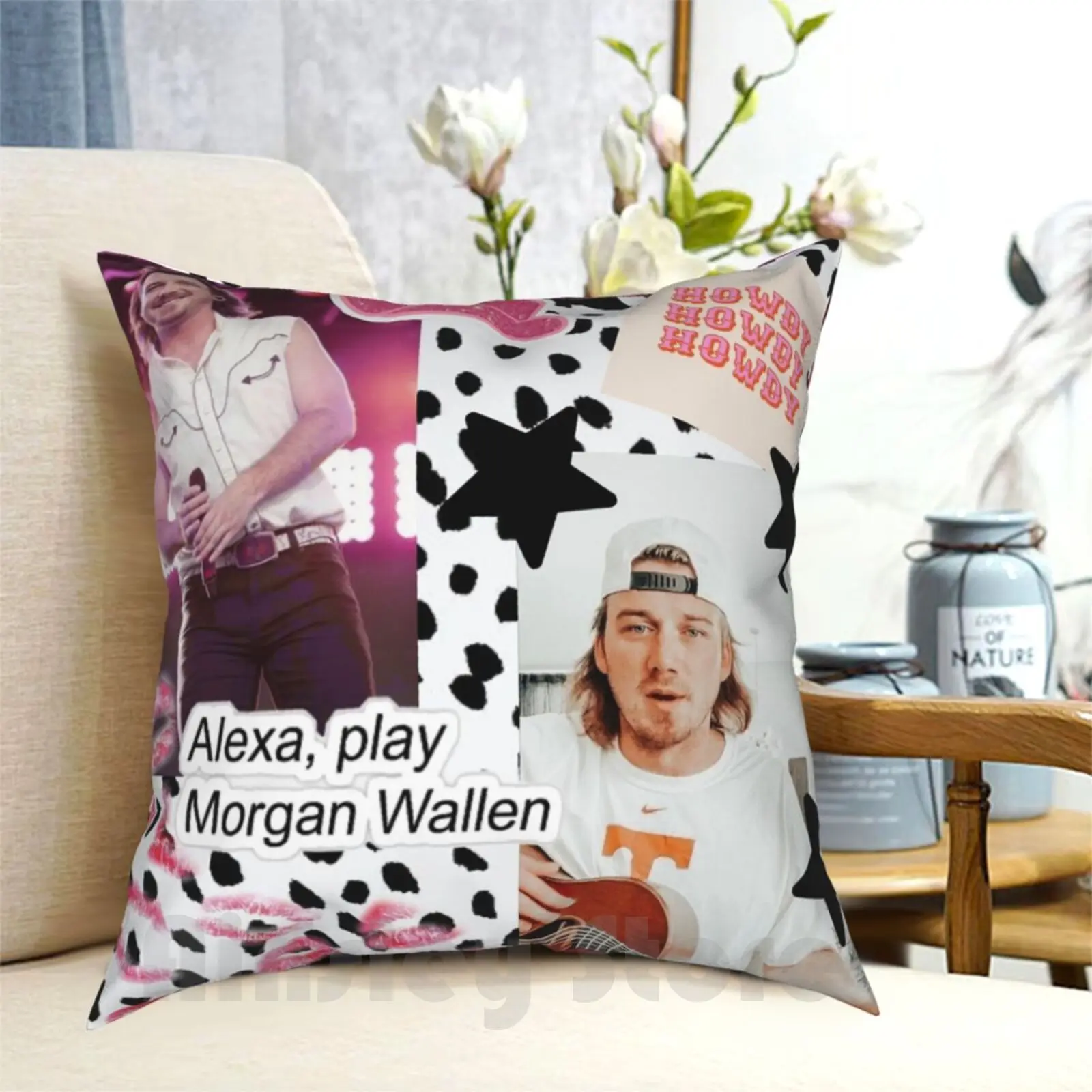 Morgan Wallen Collage Pillow Case Printed Home Soft DIY Pillow cover Country Country Music Morgan Wallen Luke Combs Cow