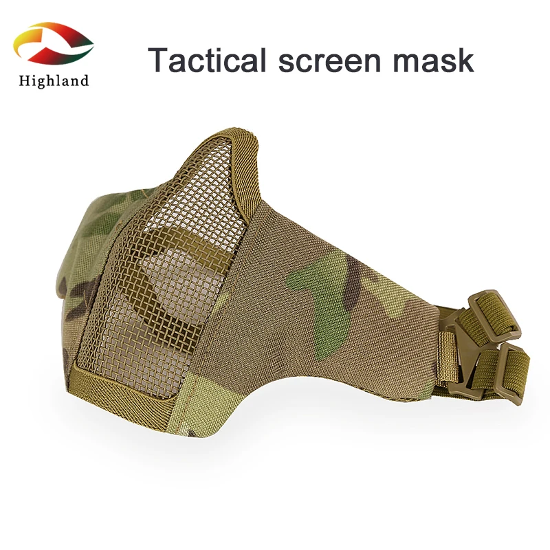 1000D Half Face Steel Mesh Mask Cs Protective Tactical Mask For Paintball Mask Wargame Sports Camouflage Headgear Cover Mask