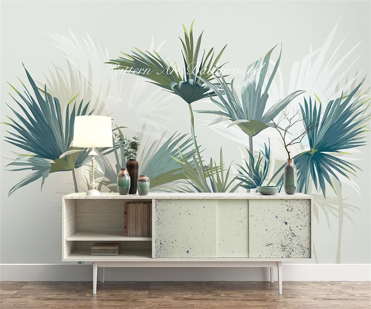 Custom size 3D Wallpaper tropical rainforest palm leaves background Wall decorative painting home decoration work clothes Murals