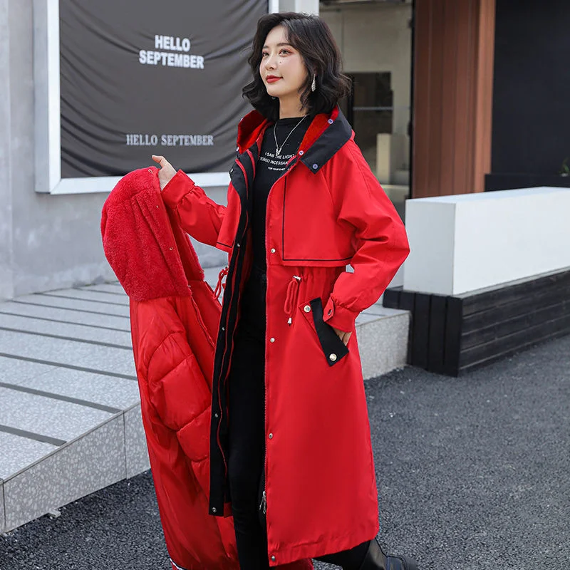 Send To Overcome Women Knee-length Long Winter New Style Splicing Down Coat Female Korean The Thin Cotton Clothing Trend A280A