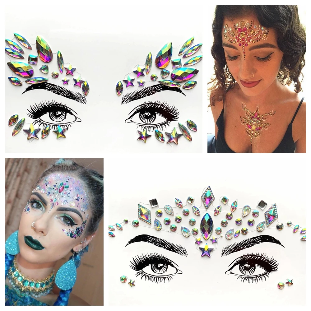 Crystal Eyes Sticker Diamond Face Decoration Fashion Body Art Paste For Party Show Easy To Use Eye Jewelry Cosmetic Styling Tool