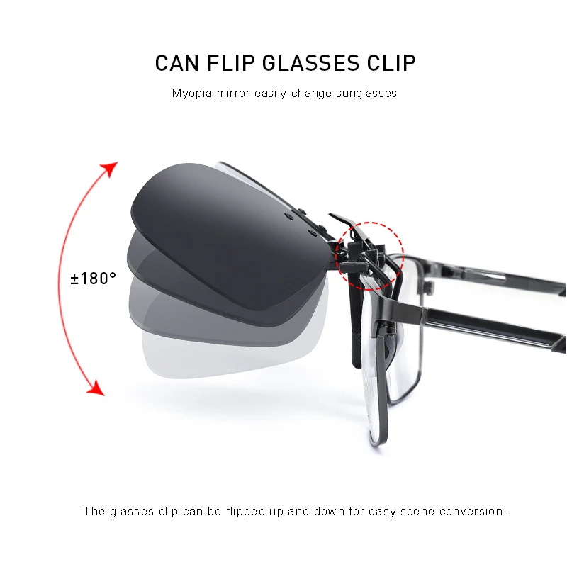MERRYS DESIGN Clip On Glasses Frame UV400 Polarized Fishing Driving Sunglasses Clips Day Night Vision Clip Glasses P0088