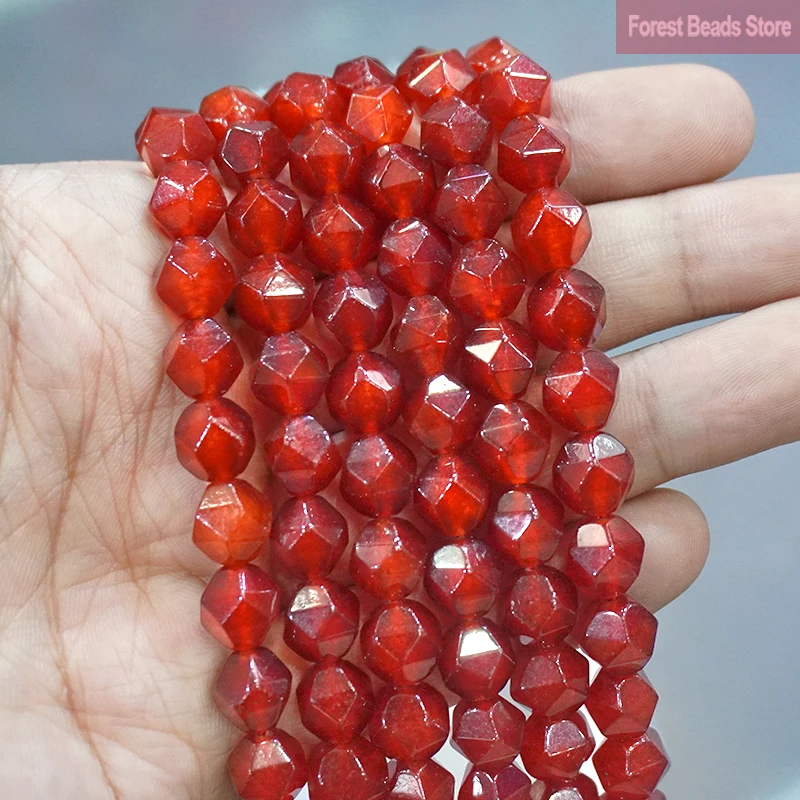 6 8 10MM Faceted Red Jaspers Natural Stone Loose Spacers Beads DIY Charms Bracelet Accessories for Jewelry Making 14