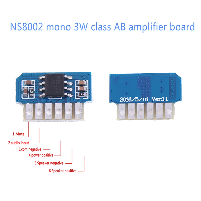 1Pcs DC 3V 3.7V 5V High-Power Class AB Mono 3W Mini Amplifier Board Audio Amp Module One Channel