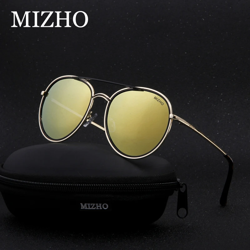 

MIZHO Strong Durable Copper Frame Metal Round Womens Sunglasses Unisex Polarized Traveling UVA Sunglass Ladies Mirror Polaroid