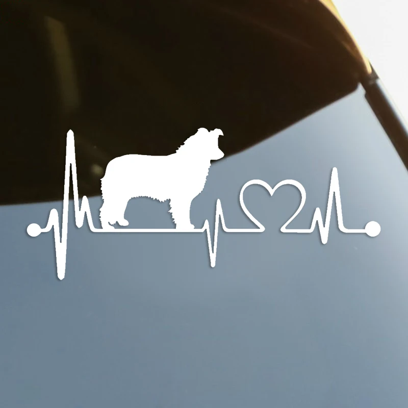 Border Collie Dog Heartbeat Lifeline Decal Car Sticker Waterproof Auto Decors on Car Body Bumper Rear Window Laptop #S60331