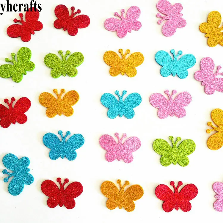 1bag/LOT.Glitter butterfly foam stickers Creative activitity items Kids room decoration Make your own handicraft OEM custom DIY