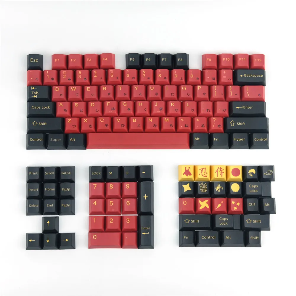 1 Set GMK Red Samurai PBT 5 Sides Dye Subbed Key Caps For MX Switch Mechanical Keyboard Cherry Profile Keycaps