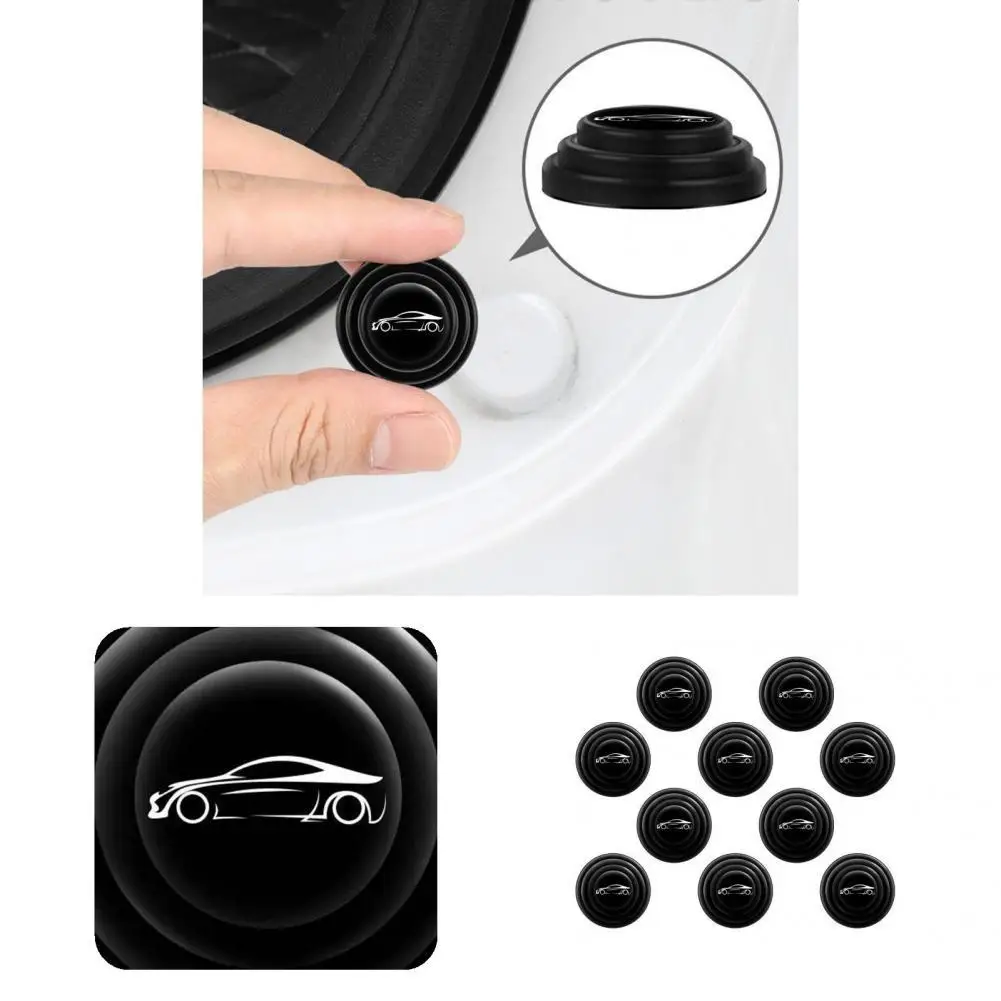 10Pcs Excellent Car Door Silicone Anti-shock Pad Strong Adhesiveness Sun-resistant Car Door Buffer Gasket