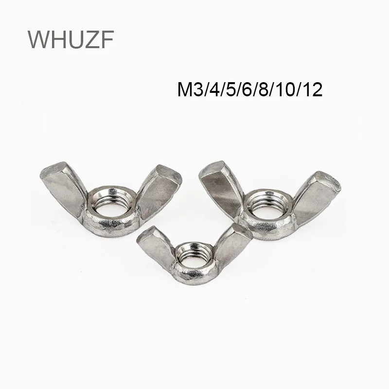 WHUZF Free Shipping 10pcs M3 M4 M5 M6 M8 M10 M12 Tye A Squate Wing Nuts Hand Tighten Nut 304/316 Stainless Steel Butterfly Nuts