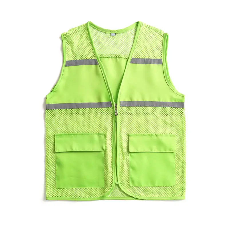 Ademend Multi Pocket Rits Mesh Vesten Security Mannen Vrouw Reflecterende Veiligheid Vest Werk Vest Werkkleding Uniform Jas