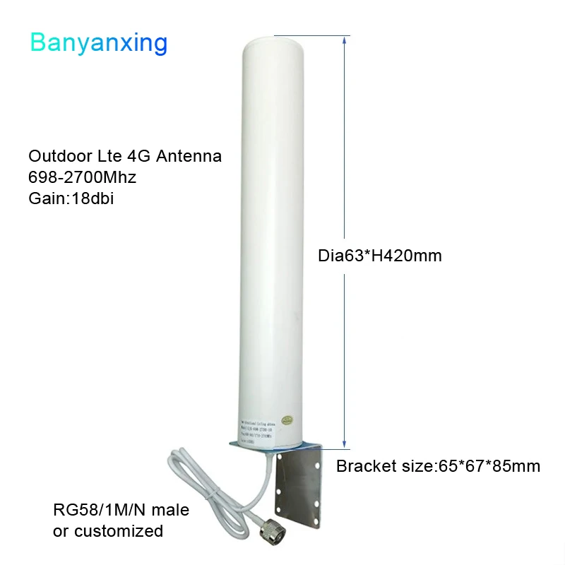 18dBi Omni Wifi LTE 4G 698-2700-3800Mhz N Female Outdoor 2G 3G LTE 4G 5G Antenna For Communication 1Piece