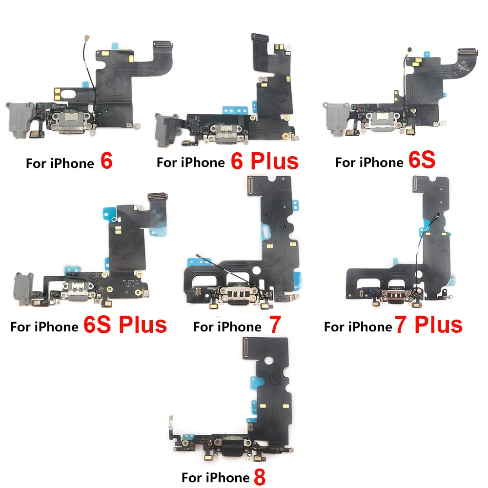 For Iphone 6 6S 7 8 Plus Dock Connector Micro USB Charger Charging Port Flex Cable Microphone Board Replacement Parts