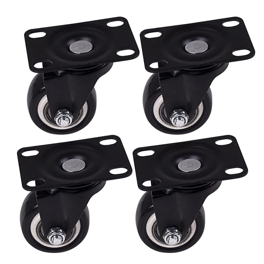 

1.5 Inch Dia Heavy Duty 200KG Black Polyurethane Swivel Castor Wheels Trolley Furniture Caster Pack of 4