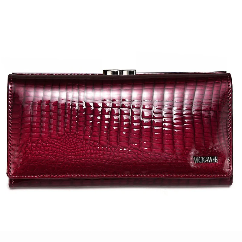 VICKAWEB Long Thick Wallet Female Fashion Alligator Purse Women Genuine Leather Standard Wallets Hasp Womens Wallets And Purses