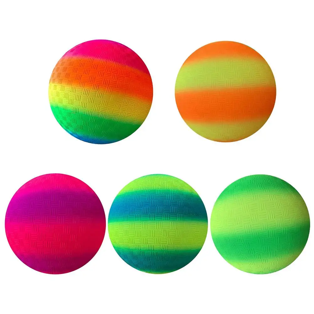 Iatable Beach Ball 8.5 Inch Rainbow Playground Sport Bouncy Ball Toy Backyard Garden Beach Outdoor PVC Football Toy