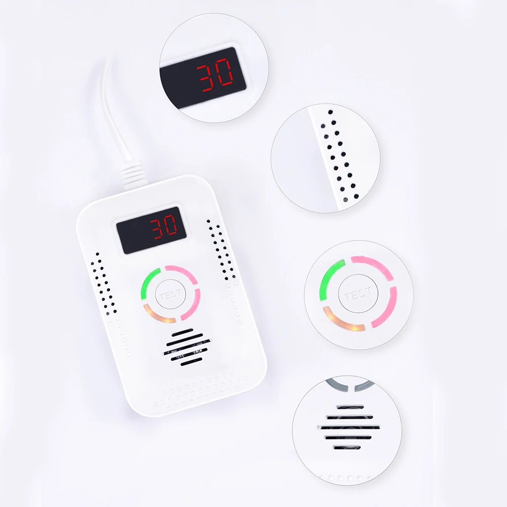 Human Voice Prompt Screen Display Standalone Combination Gas And CO Carbon Monoxide Alarm Gas Detector With Solenoid Valve