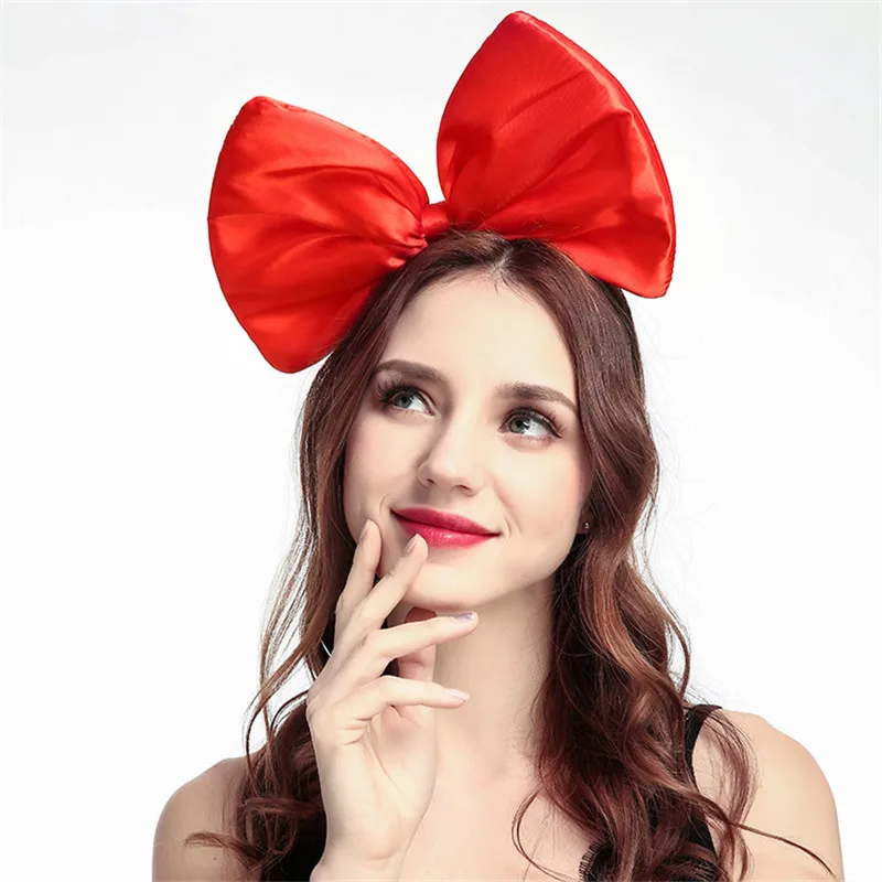 The Hot Oversized Bow Headband Exaggeration Acting Cute Cloth Hair Bands For Women Europe And America Popular Holiday Party Head