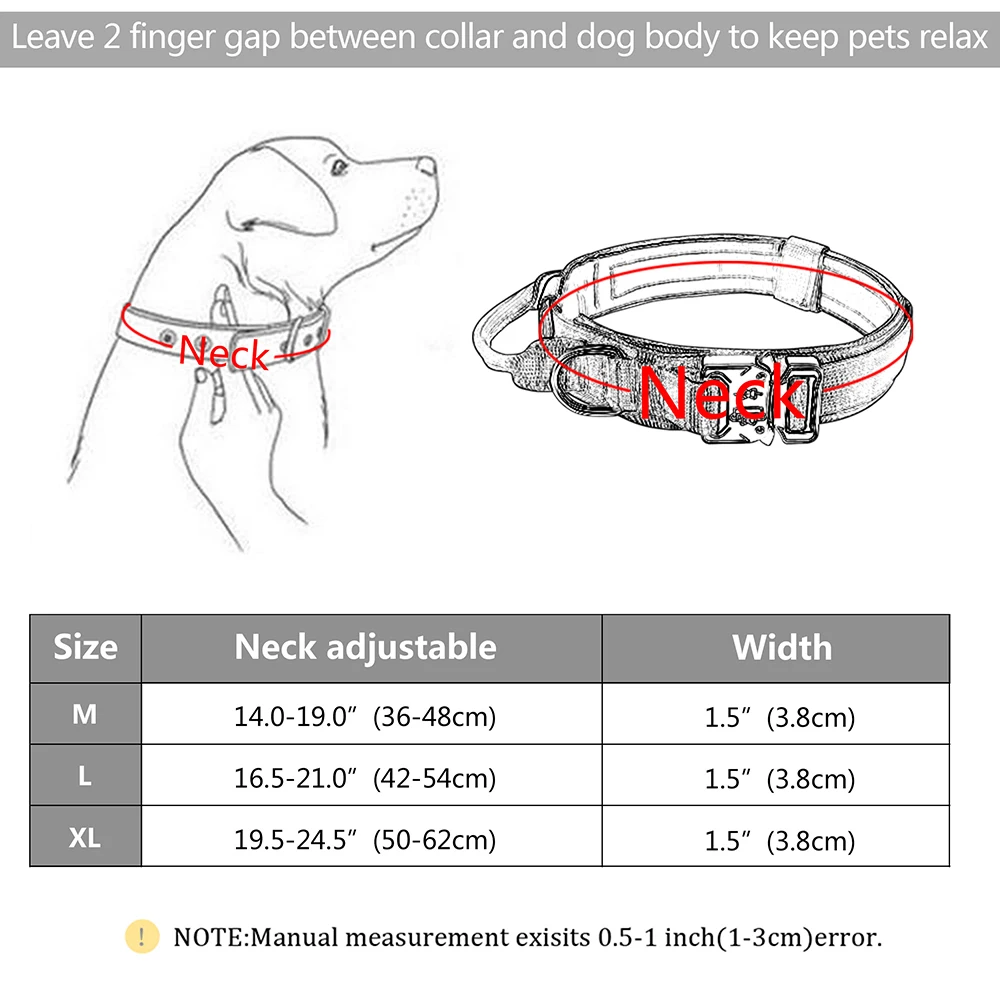 Personalized Dog Collar Military Tactical Dog Training Collars Reflective Durable Free Print With Handle Strong For Large Dogs