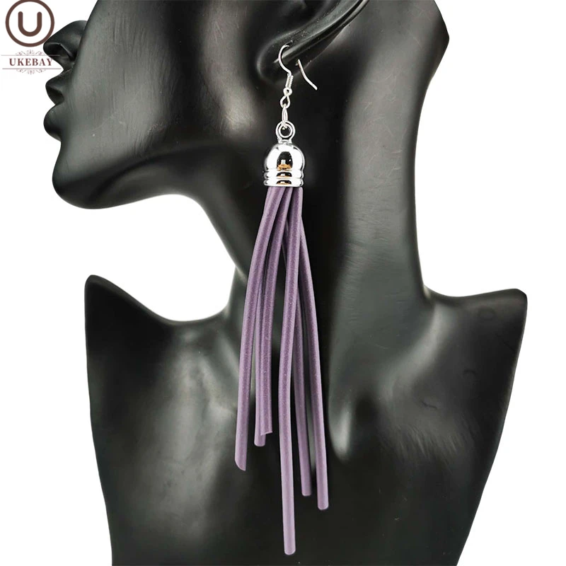 UKEBAY New Purple Tassel Earrings Women Handmade Jewelry Long Earrings Boho Ear Accessories 6 Colors Drop Earring Rubber Jewelry