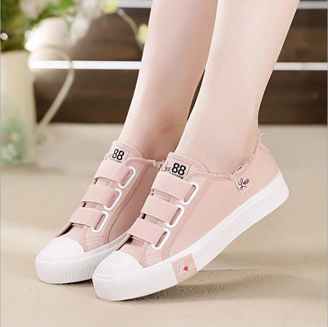 New autumn new canvas shoes women's shoes pink sneakers junior high school students breathable board shoes single shoes