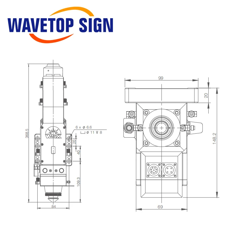 WaveTopSign WSX NC30 0-3kw Automatic Focusing Fiber Laser Cutting Head Max Laser Power 3000W for Metal Cutting