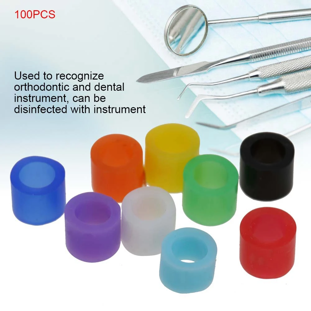 100 Pcs Orthodontic Code Mixed Silicone Rings Multi-Color Universal Dental Instrument High Temperature Autoclavable Sterilizer