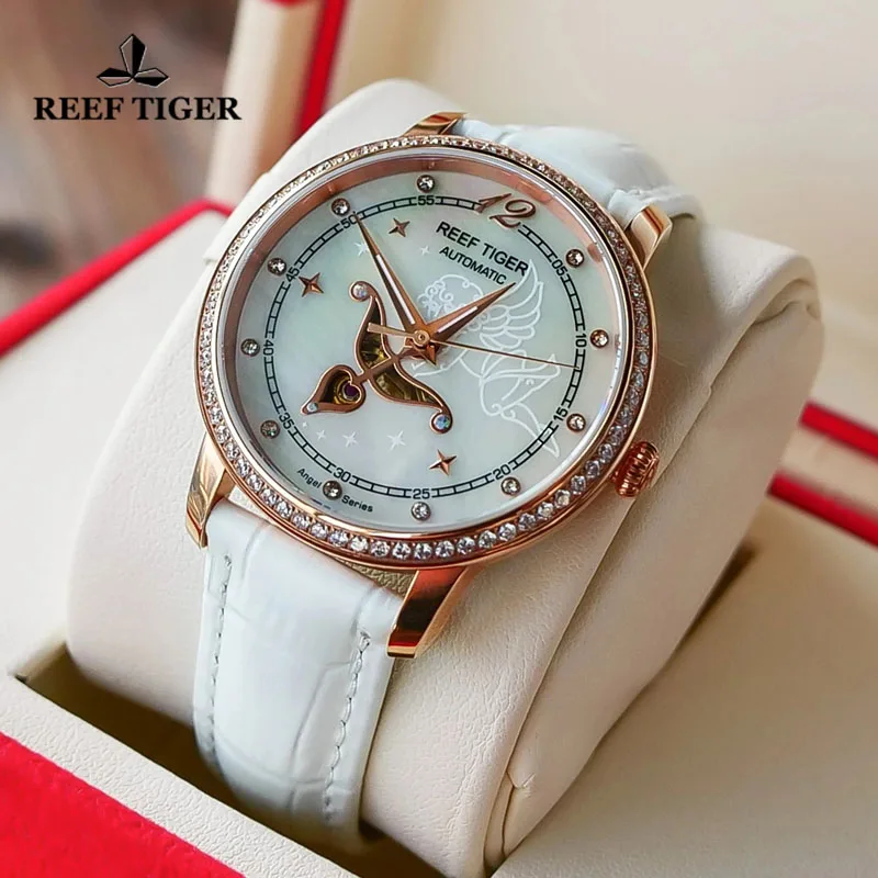 Reef Tiger/RT Brand Luxury Fashion Ladies Watches Waterproof Lady Dress Automatic Mechanical Watches Relogio Feminino