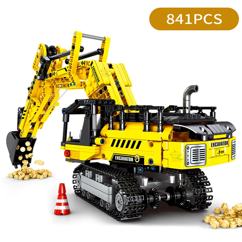 

841pcs Crawler Excavator Bucket Building Blocks Engineering Construction Truck Bricks Educational Toys For Children Gift