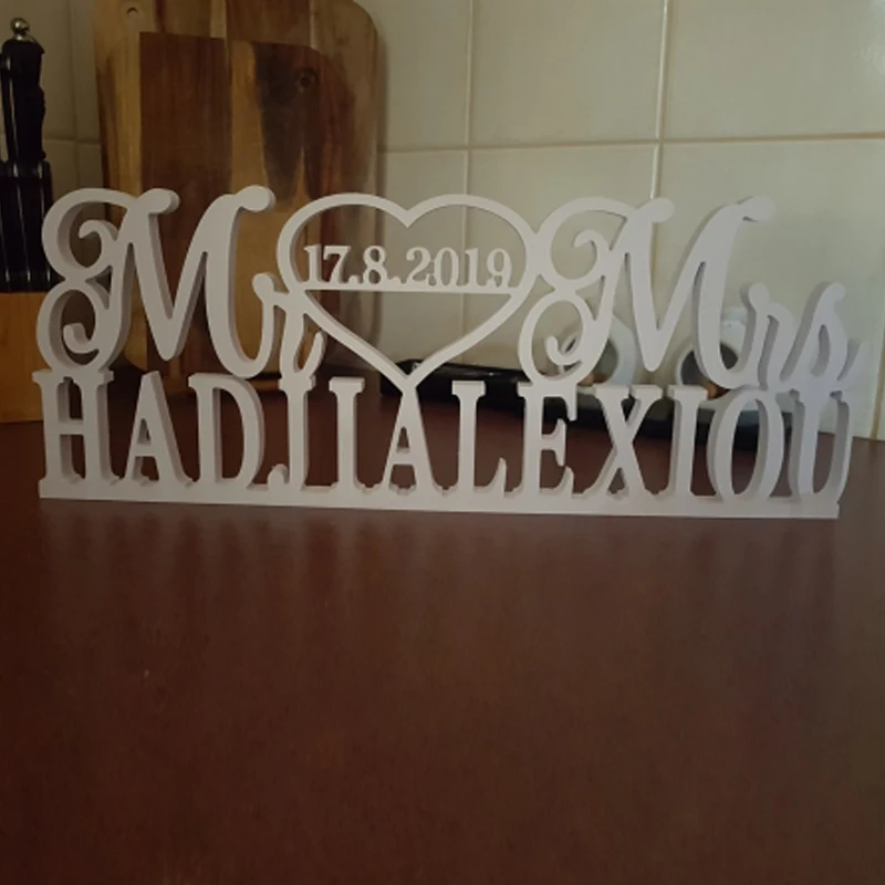 Custom Wedding Table Sign, Personalized White Wedding Sign with Last Name, Table Decor, Mr and Mrs Sign Supplies