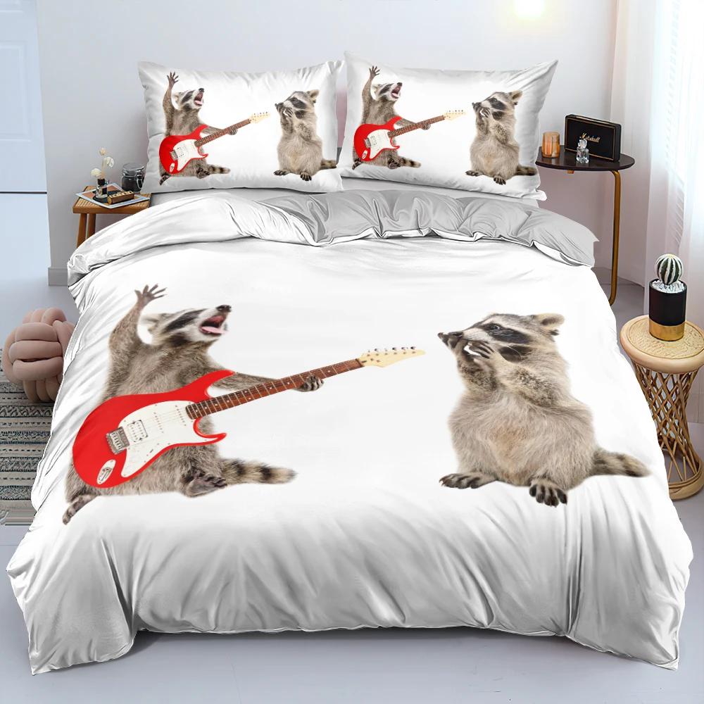 3D Funny Raccon Duvet Cover Set Double-sided Quilt Cover Set Twin Full Queen King Size 203x230cm Bed Linen for Children Adults