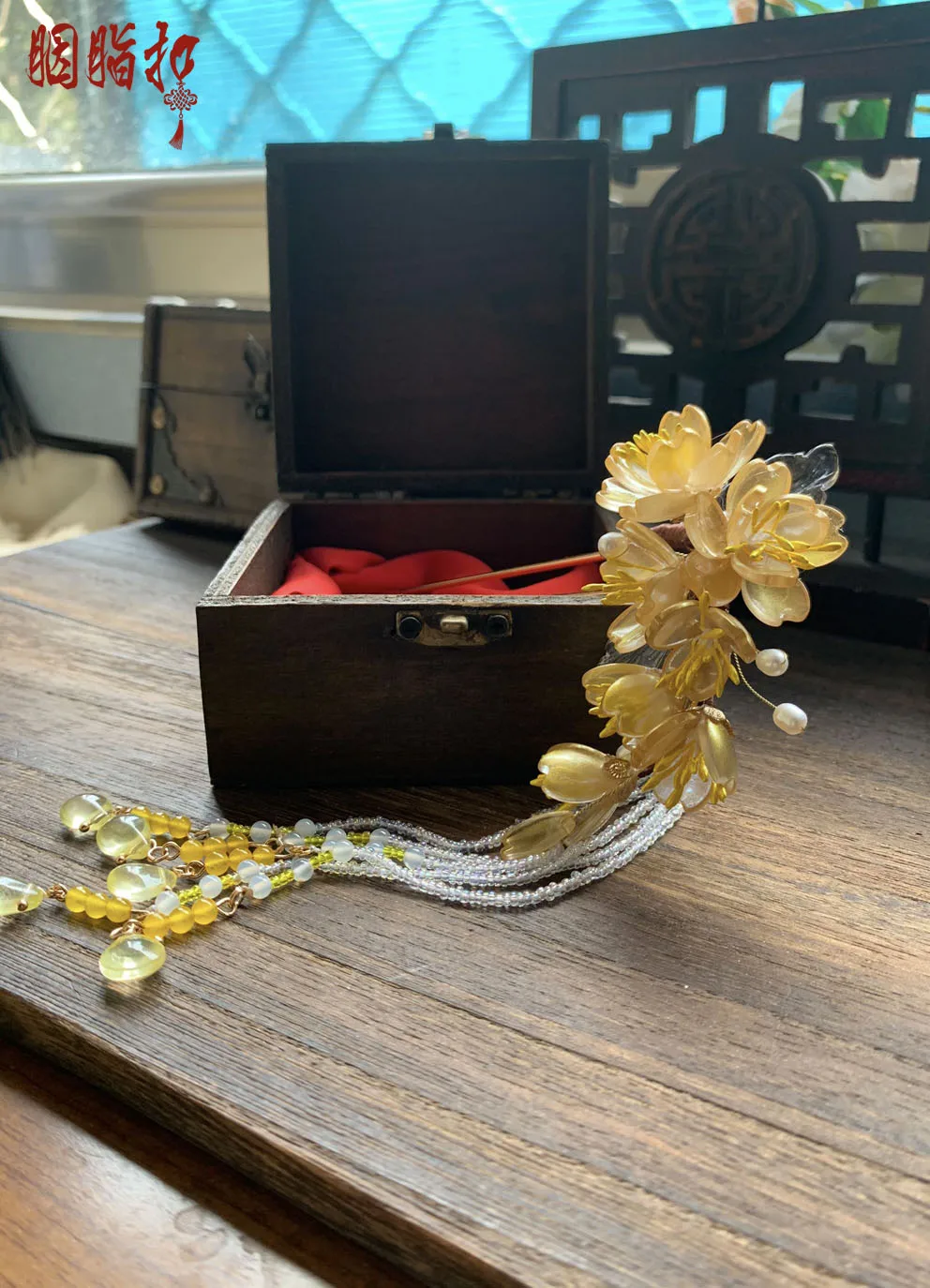 

Dou Xin 4 Colors Original Handmade Cherry Blossom Sakura Hair Sticks with Long Tassel Fairy Princess Hanfu Hair Accessory