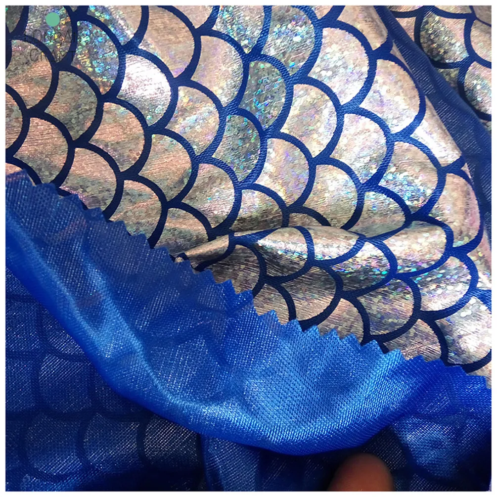 150*50cm Sparkly Scale Mermaid Laser Fabric Spandex Stretch Fabric for Dress Tail Swimwear Stage Cosplay Costume DIY Sewing