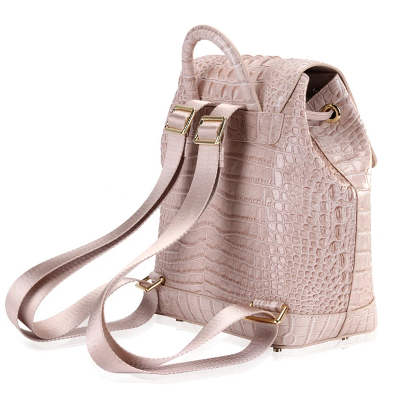 New Real Cowhide Crocodile Pattern Women Backpack Fashion Women Genuine Leather Backpack Luxury Famous Brand Female Bag