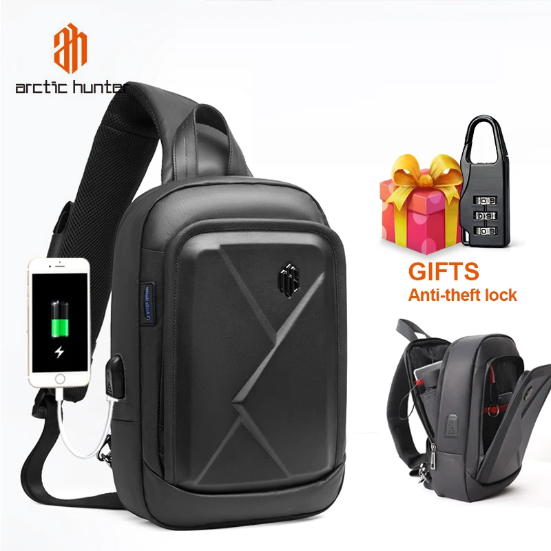 ARCTIC HUNTER Wireless Charging Shoulder Bags Casual Large Capacity Multi-function Sling Chest Bag Business Travel Messenger Bag