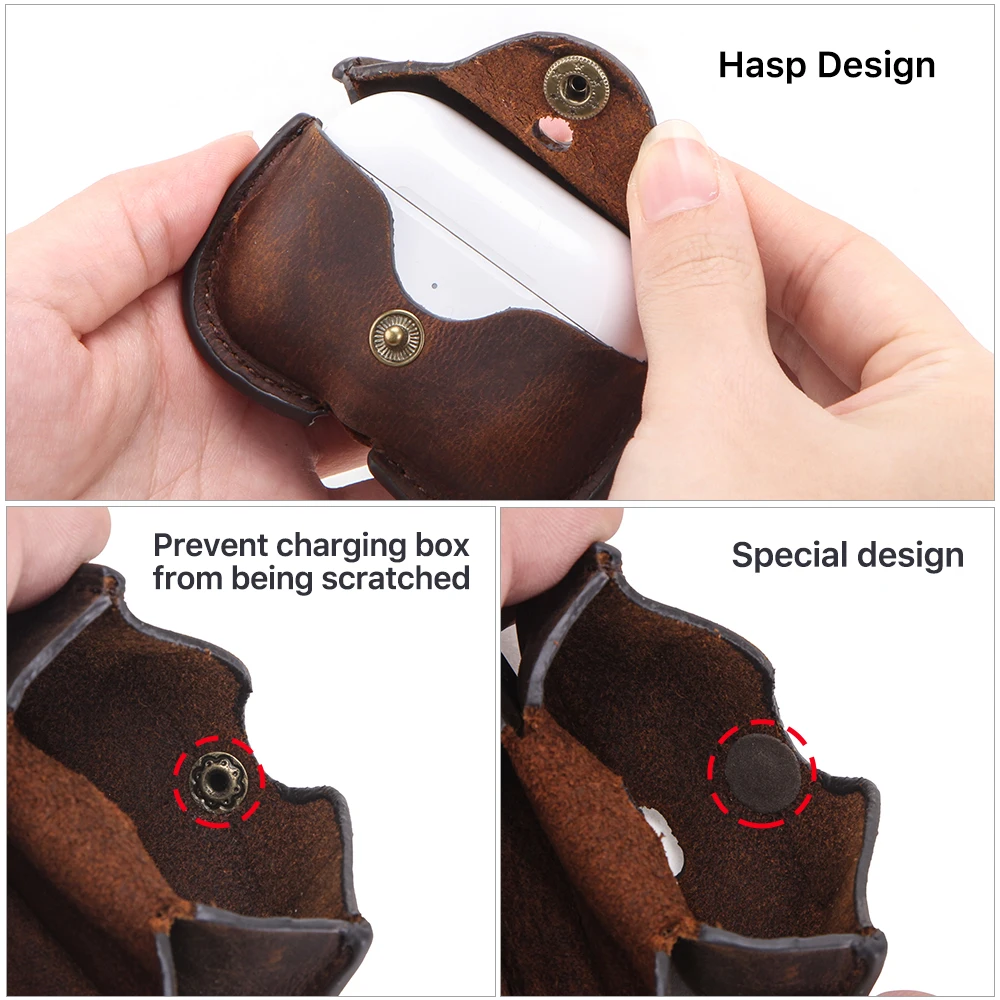 Custodia retrò in vera pelle per AirPods Pro Custodia Funda Airpod Pro чехол Cuffie wireless Bluetooth Scatola di ricarica di lusso