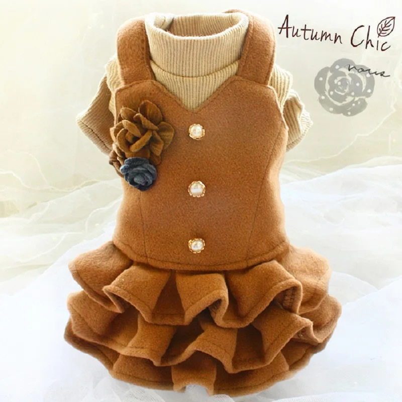 

Unique Handmade Winter Dog Clothes Pet Coat Dress Fashion Vintage Design Spring Thickened Woolen Twin Sets Vest Knit Apparel