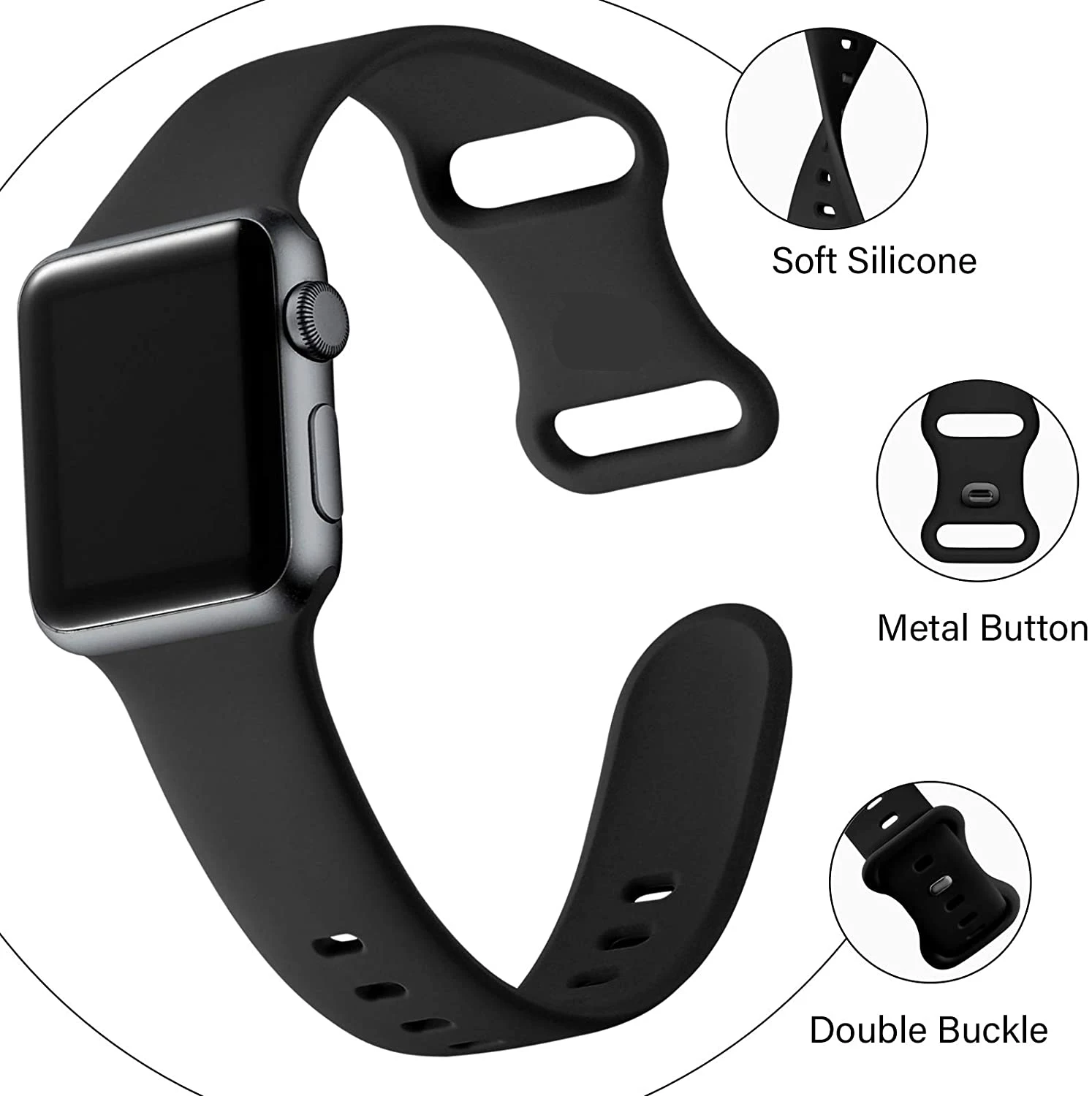 Silicone Strap For Apple Watch band 44mm 40mm 38mm 42mm 44 mm Rubber watchband smartwatch correa bracelet iWatch 3 4 5 6 se band