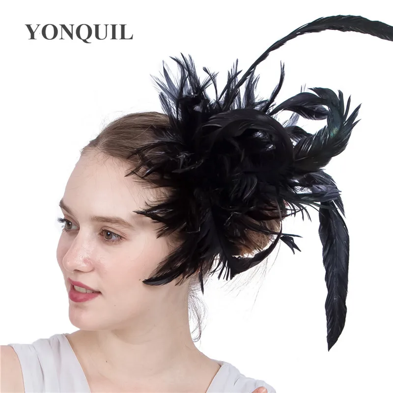 New Fashion Feather Wedding Headwear Women Elegant Chic Hair Fascinator Accessories Hair Pin Bride Mariage Headdress For Party