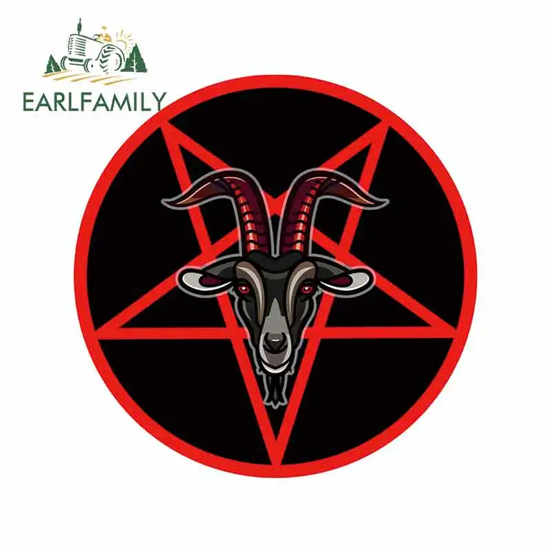 EARLFAMILY 13cm x 13cm for Pentagram with Demon Baphomet Satanic Goat Head Car Decal Fashion Scratch-proof Sticker Waterproof