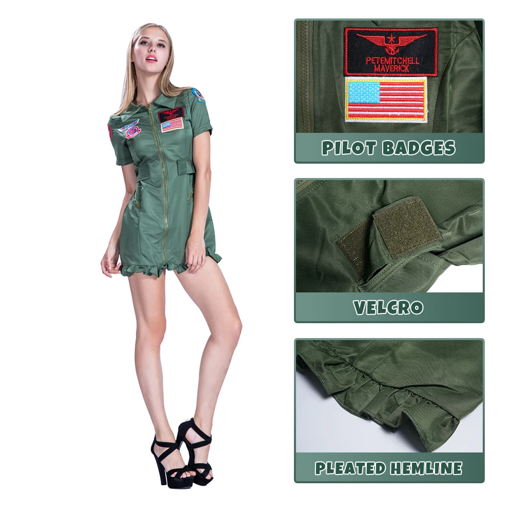 Snailify Women Top Gun Costume Fancy Dress Female Police Uniform Adult Halloween Costume  2021 New Arrival