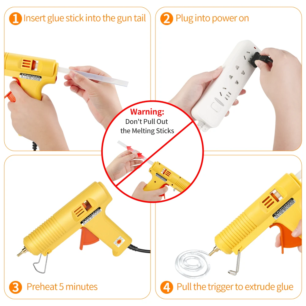 Chanseon 150W EU/US Plug Hot Melt Glue Gun 11mm Smart Adjustable Temperature Optional Copper Nozzle Crafts DIY Glue Guns