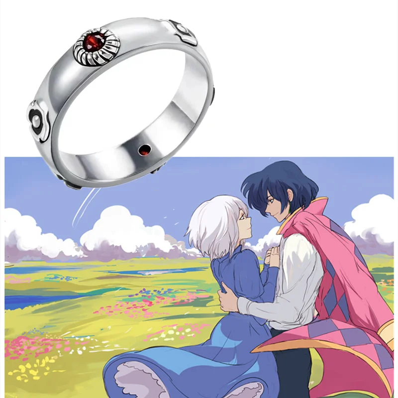 Hot Anime Retro Ring Jewelry Howl's Moving Castle Ring Miyazaki Cosplay Lovers Howl Metal Adjustable Prop Accessories Gift