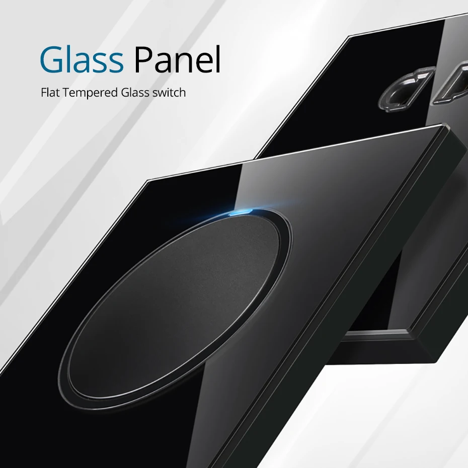 EU French Wall Socket Black Glass Plate Power Outlet USB Charger RJ45 CAT6 HDMI-compatible Audio Modules Free Combination L6