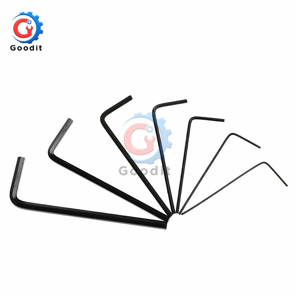 7 Pcs/Set 0.7mm-3mm Mini Micro Hexagon Wrench Hex Allen Key Set Wrench Screwdriver Tool Kit Black 0.7 0.9 1.3 1.5 2 2.5 3mm