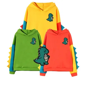 Yetişkin bebek rahat gevşek renk bloğu uzun kollu dinozor Hoodies kazak Tops kapşonlu Sweatshirt ABDL
