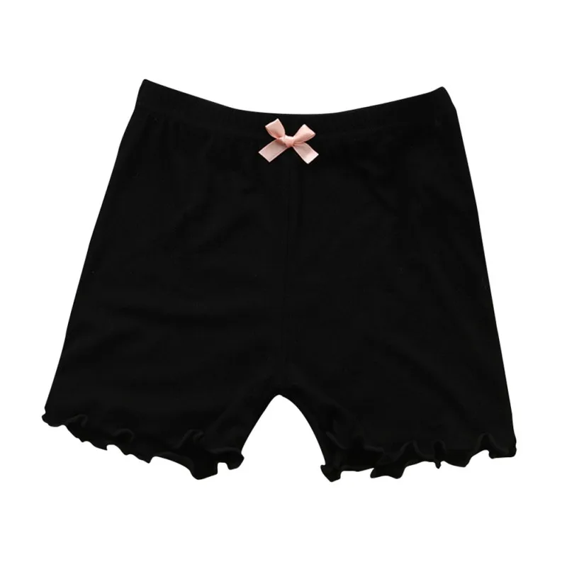 Cute & Protected: Toddler Girls' Solid Color Bow Safety Pants with Built-In Cotton Shorts